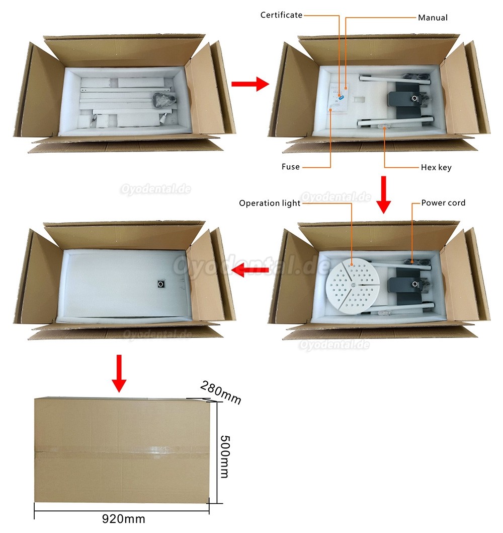 KWS KD-2036L-4 80W Mobile Dental LED OP-Leuchte Standger&auml;t mit 4 Rollen